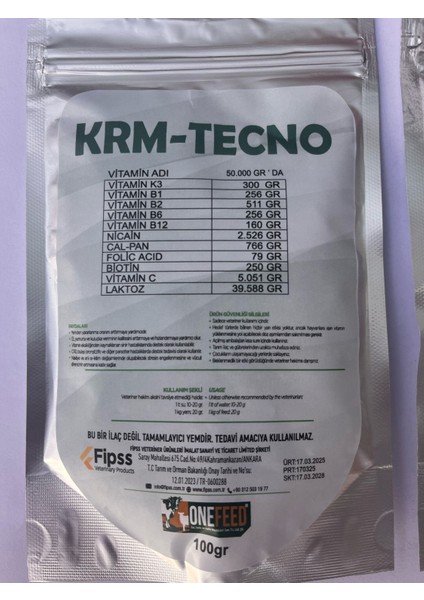 Kanatlı Vitamini Krm-Tecno Kanatlı Hayvan -Civciv Tavuk Kaz Ördek Bıldırcın Vitamini 100GR modelleri