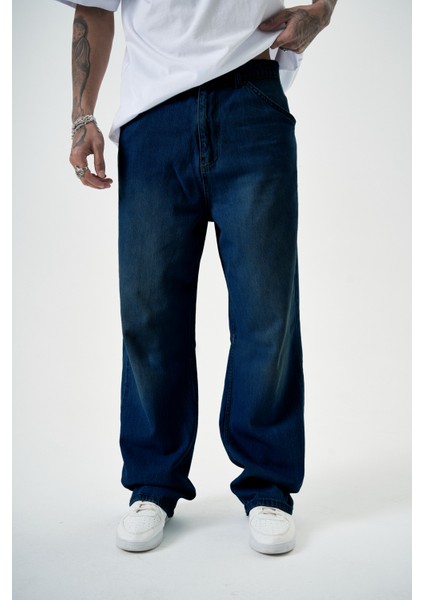 Erkek Washed Baggy Pantolon Lacivert
