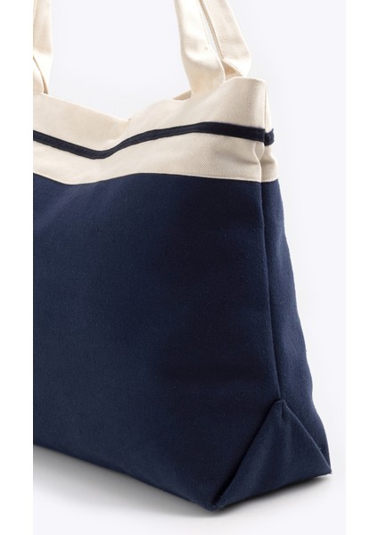 Kumaş Tote Lacivert Çanta