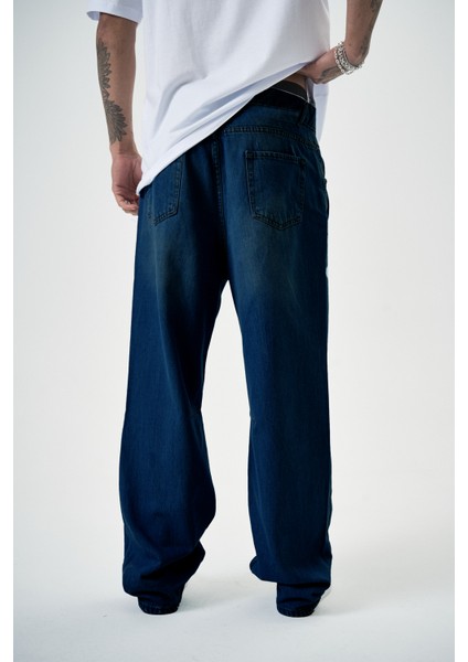 Erkek Washed Baggy Pantolon Lacivert fırsatları