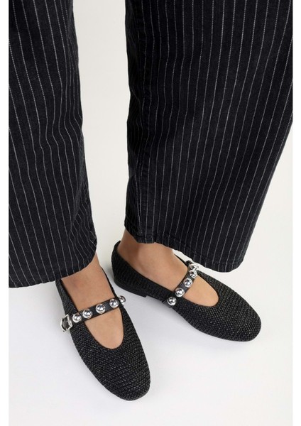 Kadın Raffia Siyah Hasır Babet fiyatları