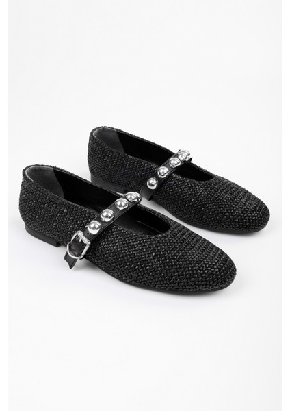 Kadın Raffia Siyah Hasır Babet modelleri