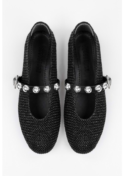 Kadın Raffia Siyah Hasır Babet fırsatları