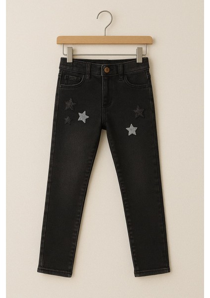 Yıldız Baskılı Kız Çocuk Jean Siyah fiyatları