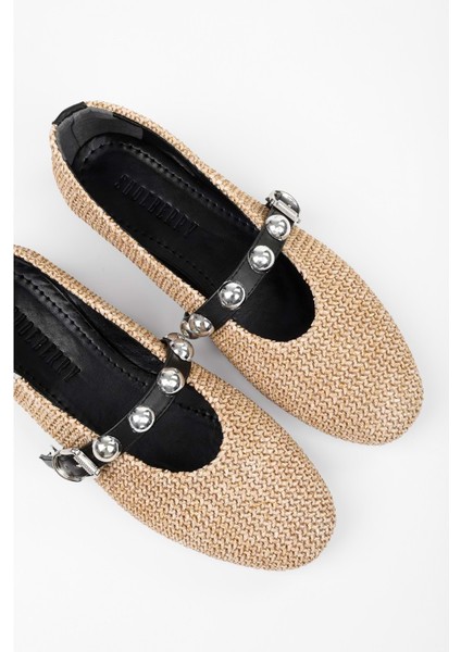 Kadın Raffia Ten Hasır Babet