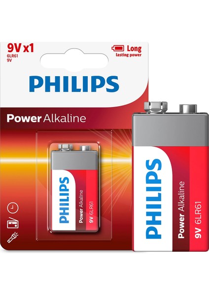 Ayt Philips 6LR61-P1B 9 Volt Power Alkalin Pil Tekli