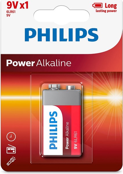 Ayt Philips 6LR61-P1B 9 Volt Power Alkalin Pil Tekli