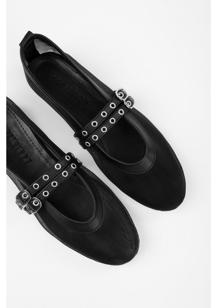 Kadın Melu Siyah Tül Çift Tokalı Babet fırsatları