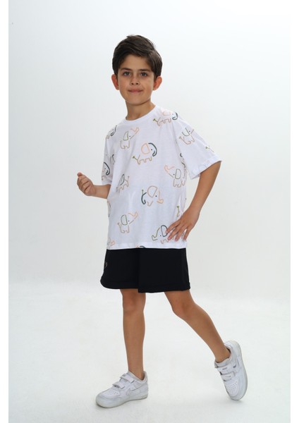 Erkek Çocuk Fil Baskılı Şortlu Takım fiyatları