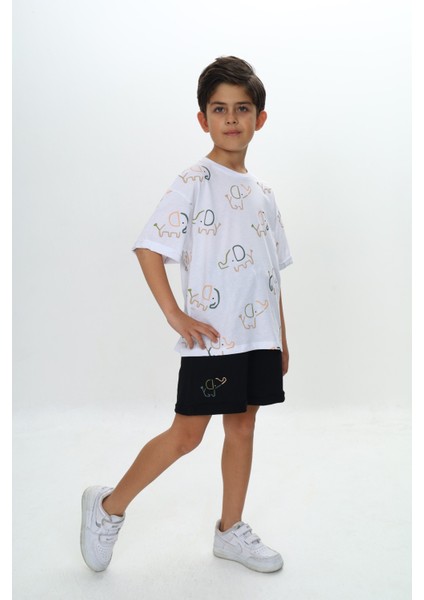 Erkek Çocuk Fil Baskılı Şortlu Takım fırsatları