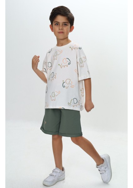 Erkek Çocuk Fil Baskılı Şortlu Takım fiyatları