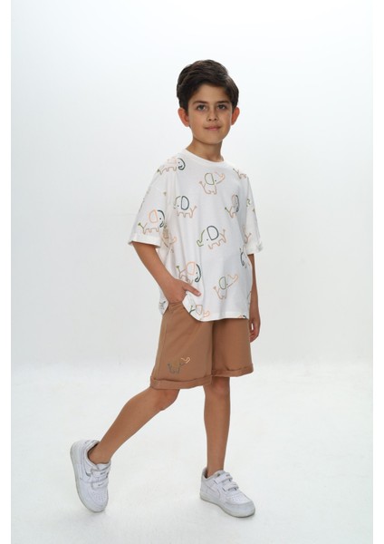 Erkek Çocuk Fil Baskılı Şortlu Takım fiyatları