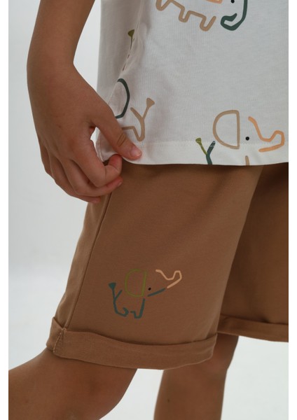 Erkek Çocuk Fil Baskılı Şortlu Takım fırsatları