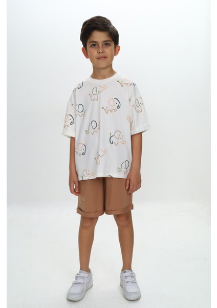 Erkek Çocuk Fil Baskılı Şortlu Takım indirimleri