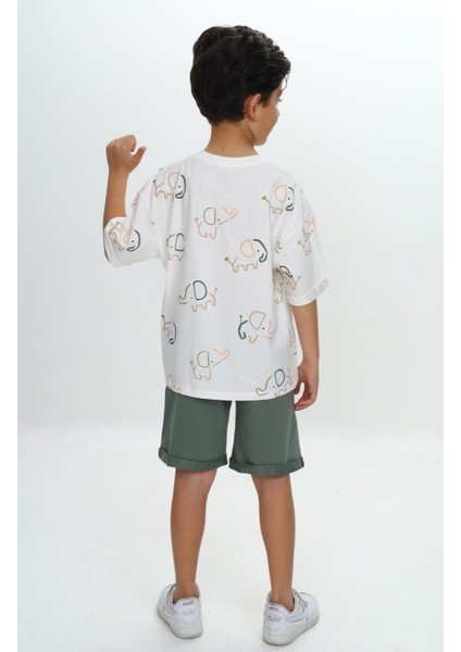 Erkek Çocuk Fil Baskılı Şortlu Takım fırsatları