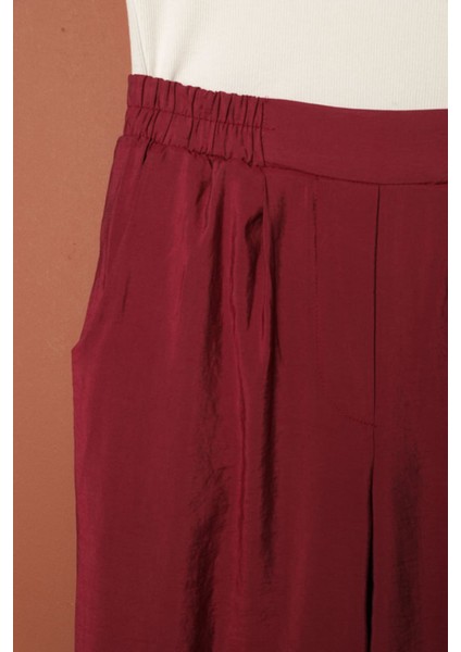 Modal Kumaş Duble Paça Kadın Pantolon-Bordo fiyatları