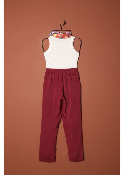 Modal Kumaş Duble Paça Kadın Pantolon-Bordo modelleri