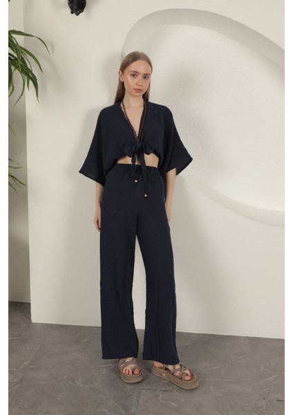 Müslin Kumaş Kimono-Lacivert fiyatları