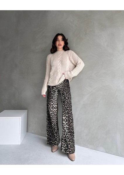 Bisiklet Yaka Örgü Desenli Triko Kazak fiyatları