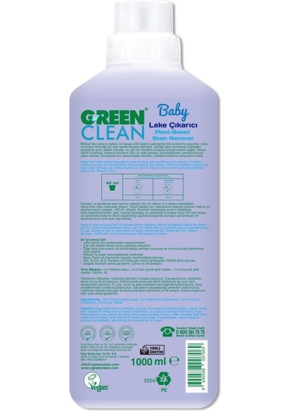 Nessiworld Green Clean Baby Bitkisel Leke Çıkarıcı 1000 ml