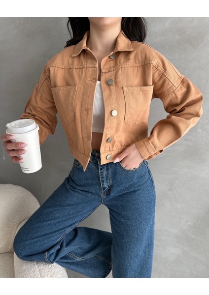 Çift Cep Crop Denim Ceket fırsatları
