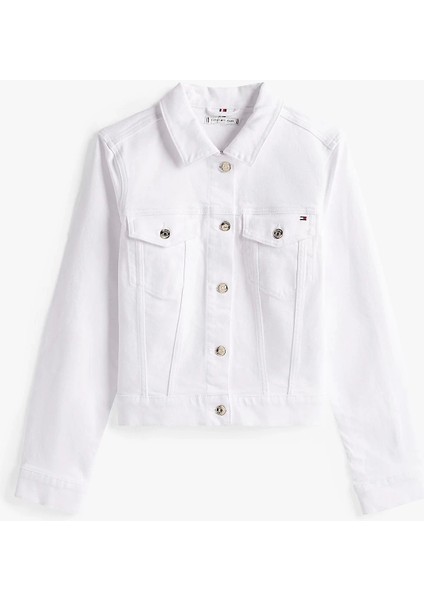 Tommy kadın Beyaz Denim Slim Ceket