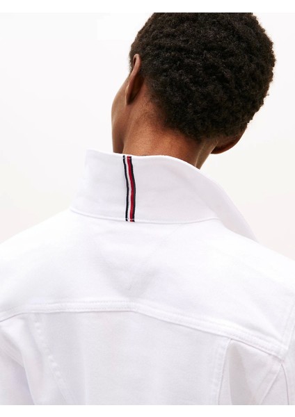 Tommy kadın Beyaz Denim Slim Ceket indirimleri