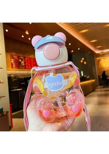 Su Matarası Boyun Askılı Suluk Renkli Çizgi Film ve Desenli Karakterler Çocuklara Özel Taşıması Kolay Okulda Piknikde Kullanıma Uygun 750ML Crk2 (Pembe)