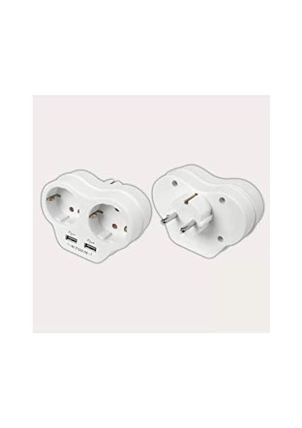 Ikili Topraklı ve USB Çıkışlı Fiş Priz (2A) Vk