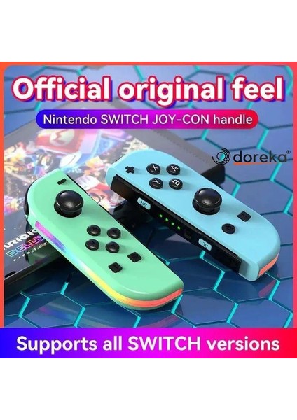 Nintendo Switch/switch OLED Yüksek Kapasite Titreşimli Rgb Işıklı Joy-Con Siyah Oyun Kolu