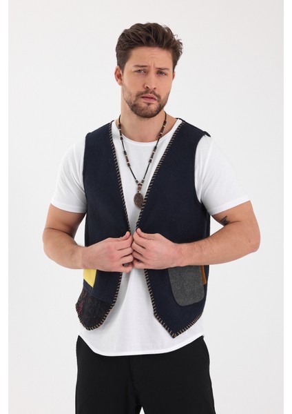 Düğme ve Kemer Detaylı Deri Yelek fiyatları