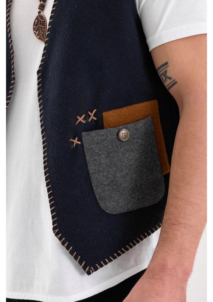 Düğme ve Kemer Detaylı Deri Yelek fırsatları