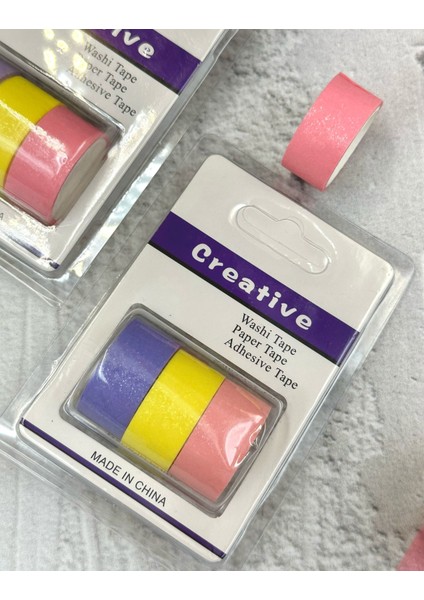 Soft Renkli 3'lü Washi Bant/ Washi Tape/ Washi Paper/ Adhesive Tape