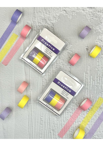 Soft Renkli 3'lü Washi Bant/ Washi Tape/ Washi Paper/ Adhesive Tape