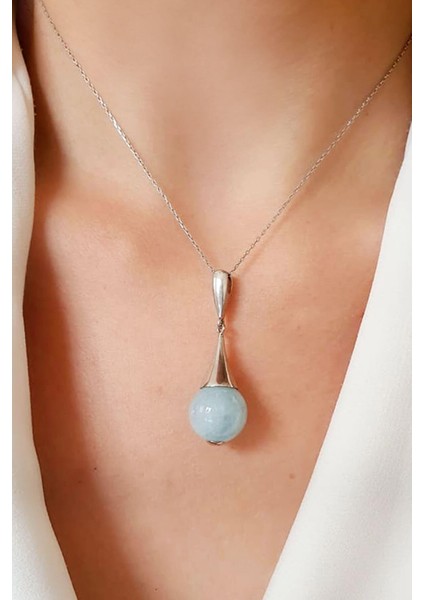 kristal kuvars tasli gümüş kolye