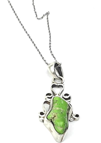 Yesil turkuaz gümüş el isi tasarim kolye fiyatları