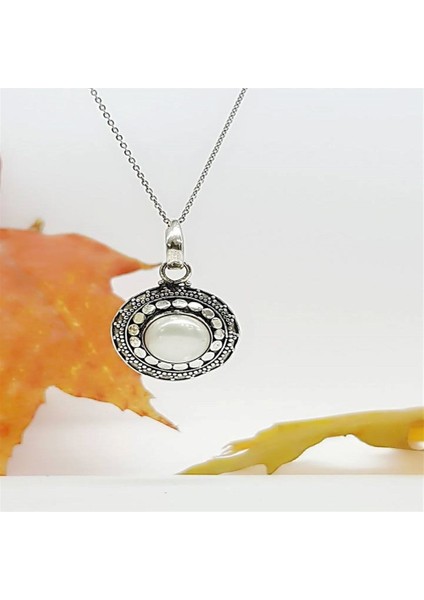 Tasarım El İşçiliğinde 925 Ayar Gümüş İncili Kolye