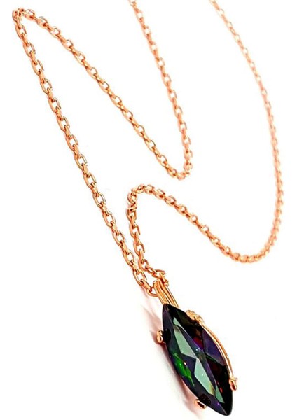 Mistik Topaz Taşlı Gümüş Bayan Kolye