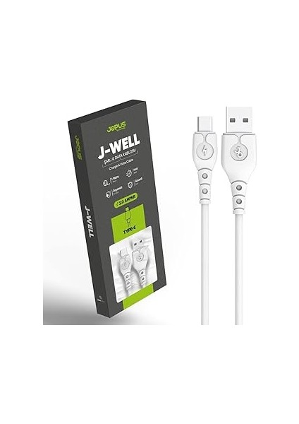 Jopus Universal Type-C Data Kablosu Jo-Dk9 J-Well, Beyaz, 1mt