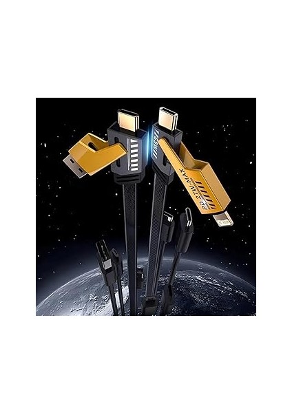 Zhoppy 4 In 1 65/27 W USB Type-C Iphone Hasır Şarj Kablosu Metal Tek Kablo Ile Tüm Cihazları Şarj