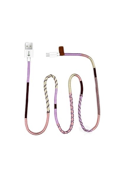 Vorn Handmade Purple Mix Micro Android Şarj ve Data Kablosu, 100 cm