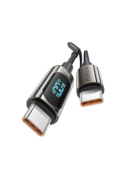 Type C Kablo 100 Watt Güç ve LCD Ekran Pd Type-C Hızlı Şarj Kablosu ve Data Aktarım Kablosu