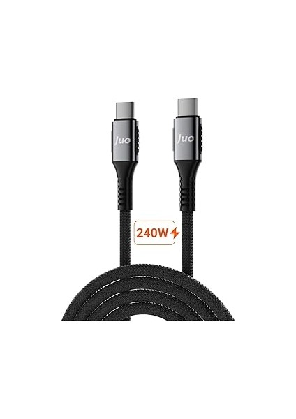 Juo 240W 5A E-Mark Çipli Örgülü USB Pd Type-C To Type-C Hızlı Şarj ve Data Kablosu 1 Metre