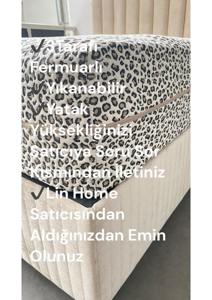Flora Fermuarlı Yatak Kılıfı, Yatak Pedi&şiltesi, % 100 Cotton,yıkanabilir, Bej Renk