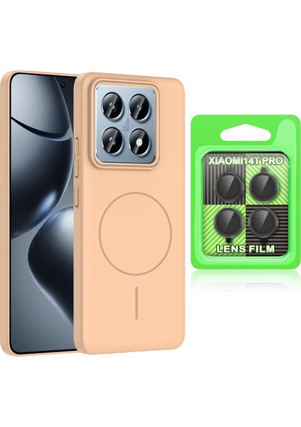 Xiaomi 14T Pro Kılıf M-safe Şarj Özellikli Zore Ruby Sert Kapak + Kamera Lens Koruyucu