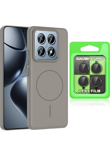 Xiaomi 14T Pro Kılıf M-safe Şarj Özellikli Zore Ruby Sert Kapak + Kamera Lens Koruyucu