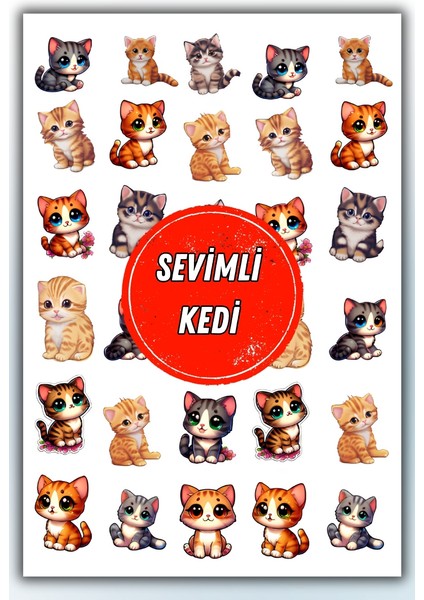 Sevimli Kedi Temalı Sticker Planner Ajanda Bullet Journal Için Uygun