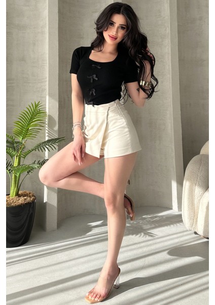 Bozz&bozz Collection Kadın Siyah Fiyonklu Fitilli Örme Bluz indirimleri