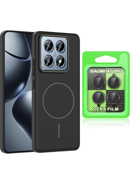 Xiaomi 14T Pro Kılıf M-safe Şarj Özellikli Zore Ruby Sert Kapak + Kamera Lens Koruyucu