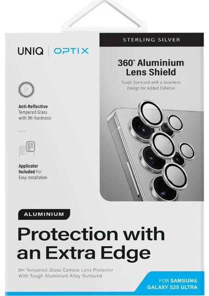Samsung Galaxy S25 Ultra Kamera Lens Koruyucu Alüminyum Çerçeve Aluguard Serisi Oleofobik Yüzey modelleri